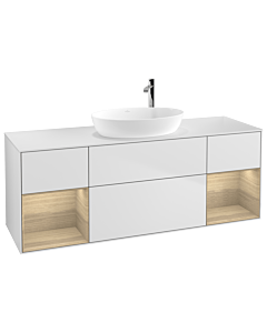 Villeroy und Boch Finion Villeroy und Boch G981PCMT 160cm, plaque de recouvrement blanc mat, Emotion, étagères Oak Veneer , laqué blanc mat