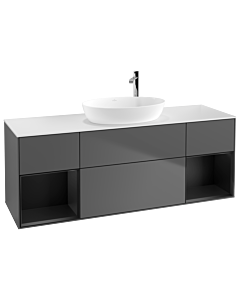 Villeroy und Boch Finion Villeroy und Boch Finion G981PDGK 160cm, cover plate white matt, Emotion, shelves black matt lacquer, anthracite matt