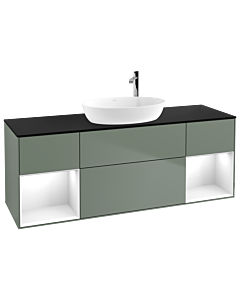 Villeroy und Boch Finion Villeroy und Boch Finion G982GFGM 160cm, cover plate black matt, Emotion, shelves Glossy white lacquer, Olive Matt Lacquer
