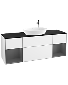 Villeroy und Boch Finion Villeroy und Boch Finion G982GKGF 160cm, cover plate black matt, Emotion, shelves anthracite matt lacquer, glossy white lacquer