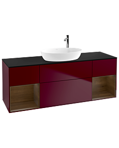 Villeroy und Boch Finion Villeroy und Boch Finion G982GNHB 160cm, cover plate black matt, Emotion, shelves Walnut Veneer , Peony Matt