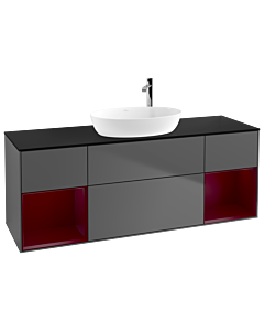 Villeroy und Boch Finion Villeroy und Boch Finion G982HBGK 160cm, cover plate black matt, Emotion, shelves Peony matt lacquer, anthracite matt