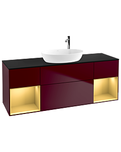 Villeroy und Boch Finion Villeroy und Boch Finion G982HFHB 160cm, cover plate black matt, Emotion, shelves gold matt lacquer, Peony Matt