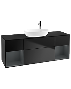 Villeroy und Boch Finion Villeroy und Boch Finion G982HGPD 160cm, cover plate black matt, Emotion, shelves midnight matt lacquer, black matt lacquer