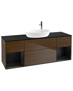Villeroy und Boch Finion Villeroy und Boch Finion G982PDGN 160cm, cover plate black matt, Emotion, shelves black matt lacquer, walnut veneer