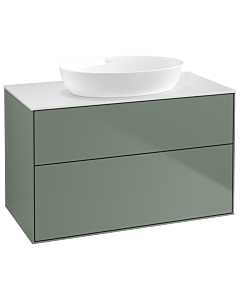 Villeroy und Boch Finion Waschtischunterschrank GA0100GM 100x60,3cm, Emotion, Abdeckplatte white matt, Olive Matt Lacquer