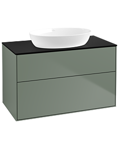 Villeroy und Boch Finion Waschtischunterschrank GA0200GM 100x60,3cm, Emotion, Abdeckplatte black matt, Olive Matt Lacquer