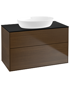 Villeroy und Boch Finion Waschtischunterschrank GA0200GN 100x60,3cm, Emotion, Abdeckplatte black matt, Walnut veneer