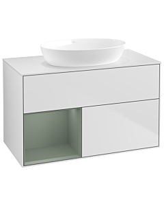 Villeroy und Boch Finion Villeroy und Boch Finion GA11GMMT 100cm, cover plate white matt, Emotion, shelves olive matt lacquer, white matt lacquer