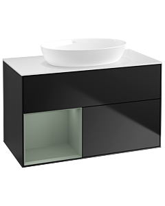 Villeroy und Boch Finion Villeroy und Boch Finion GA11GMPD 100cm, cover plate white matt, Emotion, shelves olive matt lacquer, black matt lacquer