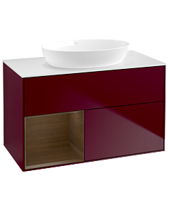 Villeroy und Boch Finion Villeroy und Boch GA11GNHB 100cm, plaque de recouvrement blanc mat, emotion, étagères Walnut Veneer , Peony Matt