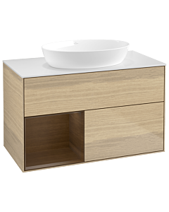 Villeroy und Boch Finion Villeroy und Boch GA11GNPC 100cm, plaque de recouvrement blanc mat, emotion, étagères Walnut Veneer , Oak Veneer