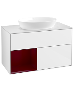 Villeroy und Boch Finion Waschtischunterschrank GA11HBGF 100cm, Abdeckplatte white matt, Emotion, Regale Peony matt lacquer, Glossy white lacquer