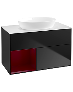 Villeroy und Boch Finion Villeroy und Boch Finion GA11HBPD 100cm, cover plate white matt, Emotion, shelves Peony matt lacquer, black matt lacquer