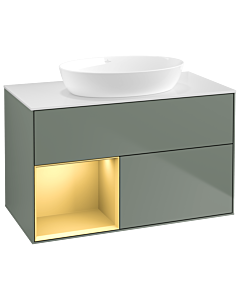 Villeroy und Boch Finion Villeroy und Boch Finion GA11HFGM 100cm, cover plate white matt, Emotion, shelves gold matt lacquer, Olive Matt Lacquer