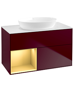 Villeroy und Boch Finion Waschtischunterschrank GA11HFHB 100cm, Abdeckplatte white matt, Emotion, Regale Gold matt lacquer, Peony Matt