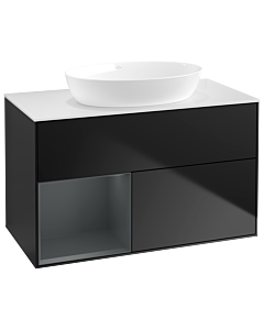 Villeroy und Boch Finion Villeroy und Boch Finion GA11HGPD 100cm, cover plate white matt, Emotion, shelves midnight matt lacquer, black matt lacquer