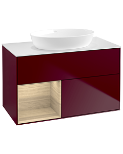 Villeroy und Boch Finion Waschtischunterschrank GA11PCHB 100cm, Abdeckplatte white matt, Emotion, Regale Oak Veneer, Peony Matt