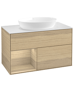 Villeroy und Boch Finion Waschtischunterschrank GA11PCPC 100cm, Abdeckplatte white matt, Emotion, Regale Oak Veneer, Oak Veneer