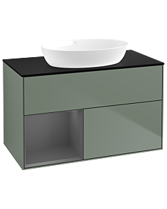Villeroy und Boch Finion Villeroy und Boch Finion GA12GKGM 100cm, cover plate black matt, Emotion, shelves anthracite matt lacquer, Olive Matt Lacquer