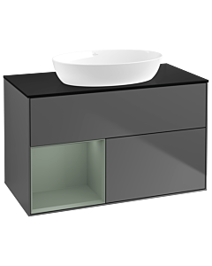 Villeroy und Boch Finion Villeroy und Boch Finion GA12GMGK 100cm, cover plate black matt, Emotion, shelves olive matt lacquer, anthracite matt
