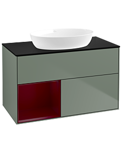 Villeroy und Boch Finion Villeroy und Boch Finion GA12HBGM 100cm, cover plate black matt, Emotion, shelves Peony matt lacquer, Olive Matt Lacquer