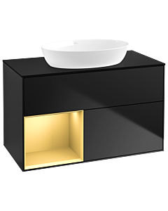 Villeroy und Boch Finion Villeroy und Boch Finion GA12HFPD 100cm, cover plate black matt, Emotion, shelves gold matt lacquer, black matt lacquer