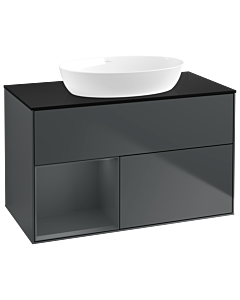 Villeroy und Boch Finion Waschtischunterschrank GA12HGHG 100cm, Abdeckplatte black matt, Emotion, Regale Midnight matt lacquer, Midnight Blue Matt Lacquer