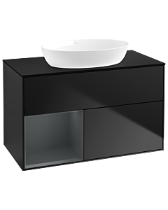 Villeroy und Boch Finion Villeroy und Boch Finion GA12HGPD 100cm, cover plate black matt, Emotion, shelves midnight matt lacquer, black matt lacquer