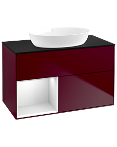Villeroy und Boch Finion Villeroy und Boch Finion GA12MTHB 100cm, cover plate black matt, Emotion, shelves white matt lacquer, Peony Matt