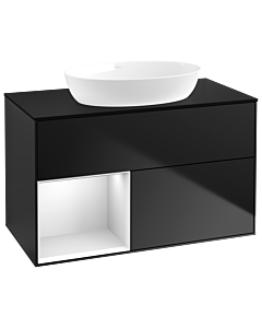 Villeroy und Boch Finion Villeroy und Boch Finion GA12MTPD 100cm, cover plate black matt, Emotion, shelves White matt lacquer, Black matt lacquer