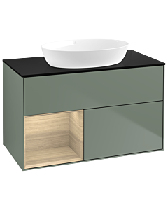 Villeroy und Boch Finion Villeroy und Boch Finion GA12PCGM 100cm, cover plate black matt, Emotion, shelves Oak Veneer , Olive Matt Lacquer