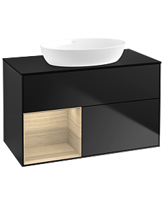 Villeroy und Boch Finion Villeroy und Boch Finion GA12PCPD 100cm, cover plate black matt, Emotion, shelves Oak Veneer , black matt lacquer
