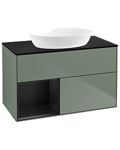 Villeroy und Boch Finion Villeroy und Boch Finion GA12PDGM 100cm, cover plate black matt, Emotion, shelves black matt lacquer, Olive Matt Lacquer