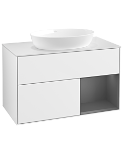 Villeroy und Boch Finion Villeroy und Boch Finion GA21GKGF 100cm, cover plate white matt, Emotion, shelves anthracite matt lacquer, glossy white lacquer