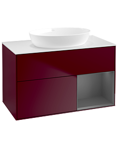 Villeroy und Boch Finion Waschtischunterschrank GA21GKHB 100cm, Abdeckplatte white matt, Emotion, Regale Anthracite matt lacquer, Peony Matt