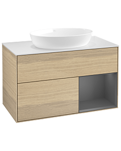 Villeroy und Boch Finion Villeroy und Boch Finion GA21GKPC 100cm, cover plate white matt, Emotion, shelves anthracite matt lacquer, Oak Veneer