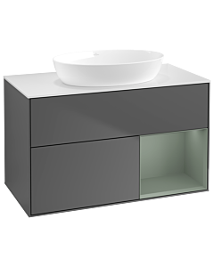 Villeroy und Boch Finion Villeroy und Boch Finion GA21GMGK 100cm, cover plate white matt, Emotion, shelves olive matt lacquer, anthracite matt