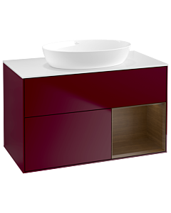 Villeroy und Boch Finion Villeroy und Boch GA21GNHB 100cm, plaque de recouvrement blanc mat, emotion, étagères Walnut Veneer , Peony Matt