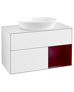 Villeroy und Boch Finion Waschtischunterschrank GA21HBGF 100cm, Abdeckplatte white matt, Emotion, Regale Peony matt lacquer, Glossy white lacquer