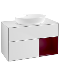 Villeroy und Boch Finion Waschtischunterschrank GA21HBMT 100cm, Abdeckplatte white matt, Emotion, Regale Peony matt lacquer, White matt lacquer