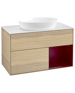 Villeroy und Boch Finion Waschtischunterschrank GA21HBPC 100cm, Abdeckplatte white matt, Emotion, Regale Peony matt lacquer, Oak Veneer