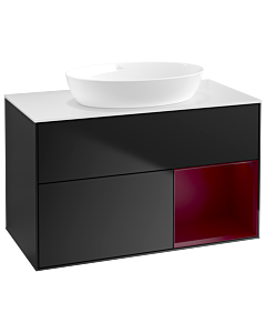 Villeroy und Boch Finion Villeroy und Boch Finion GA21HBPD 100cm, cover plate white matt, Emotion, shelves Peony matt lacquer, black matt lacquer