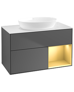 Villeroy und Boch Finion Villeroy und Boch Finion GA21HFGK 100cm, cover plate white matt, Emotion, shelves gold matt lacquer, anthracite matt