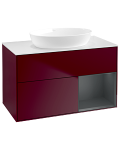 Villeroy und Boch Finion Waschtischunterschrank GA21HGHB 100cm, Abdeckplatte white matt, Emotion, Regale Midnight matt lacquer, Peony Matt