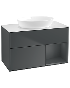 Villeroy und Boch Finion Villeroy und Boch GA21HGHG 100cm, plaque de recouvrement blanc mat, Emotion, étagères Midnight laqué mat, Midnight Blue Matt Lacquer