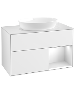 Villeroy und Boch Finion Waschtischunterschrank GA21MTGF 100cm, Abdeckplatte white matt, Emotion, Regale White matt lacquer, Glossy white lacquer