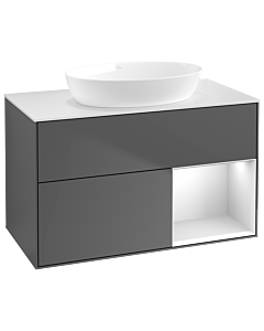 Villeroy und Boch Finion Villeroy und Boch Finion GA21MTGK 100cm, cover plate white matt, Emotion, shelves white matt lacquer, anthracite matt