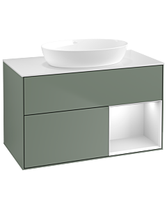 Villeroy und Boch Finion Villeroy und Boch Finion GA21MTGM 100cm, cover plate white matt, Emotion, shelves white matt lacquer, Olive Matt Lacquer