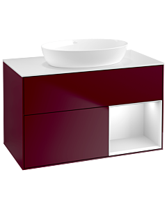 Villeroy und Boch Finion Waschtischunterschrank GA21MTHB 100cm, Abdeckplatte white matt, Emotion, Regale White matt lacquer, Peony Matt